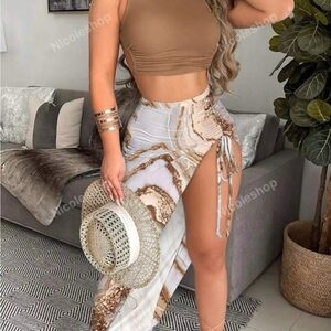 Elegant Marble Print Skirt & top